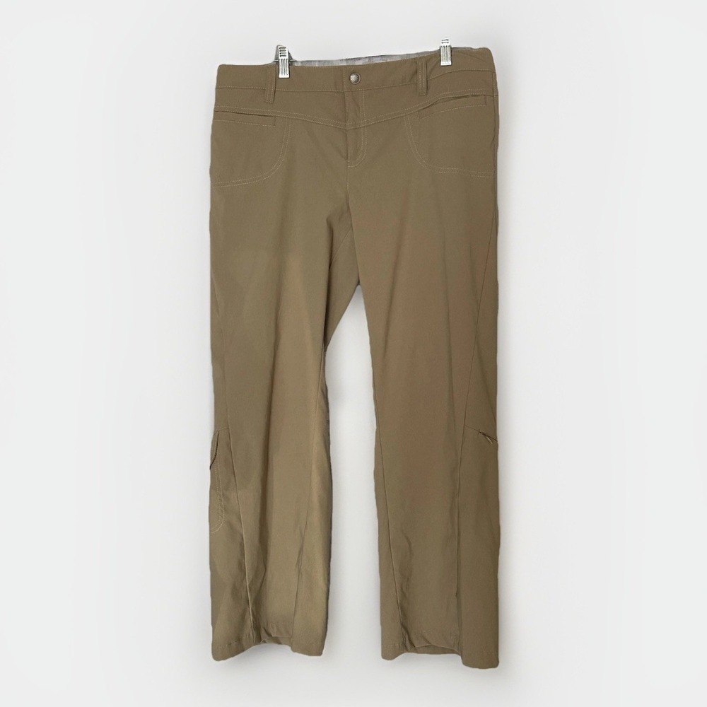 Athleta Dipper Cargo Pants Womens 14 Tan‎ Khaki Hiking Utility Pockets 683761